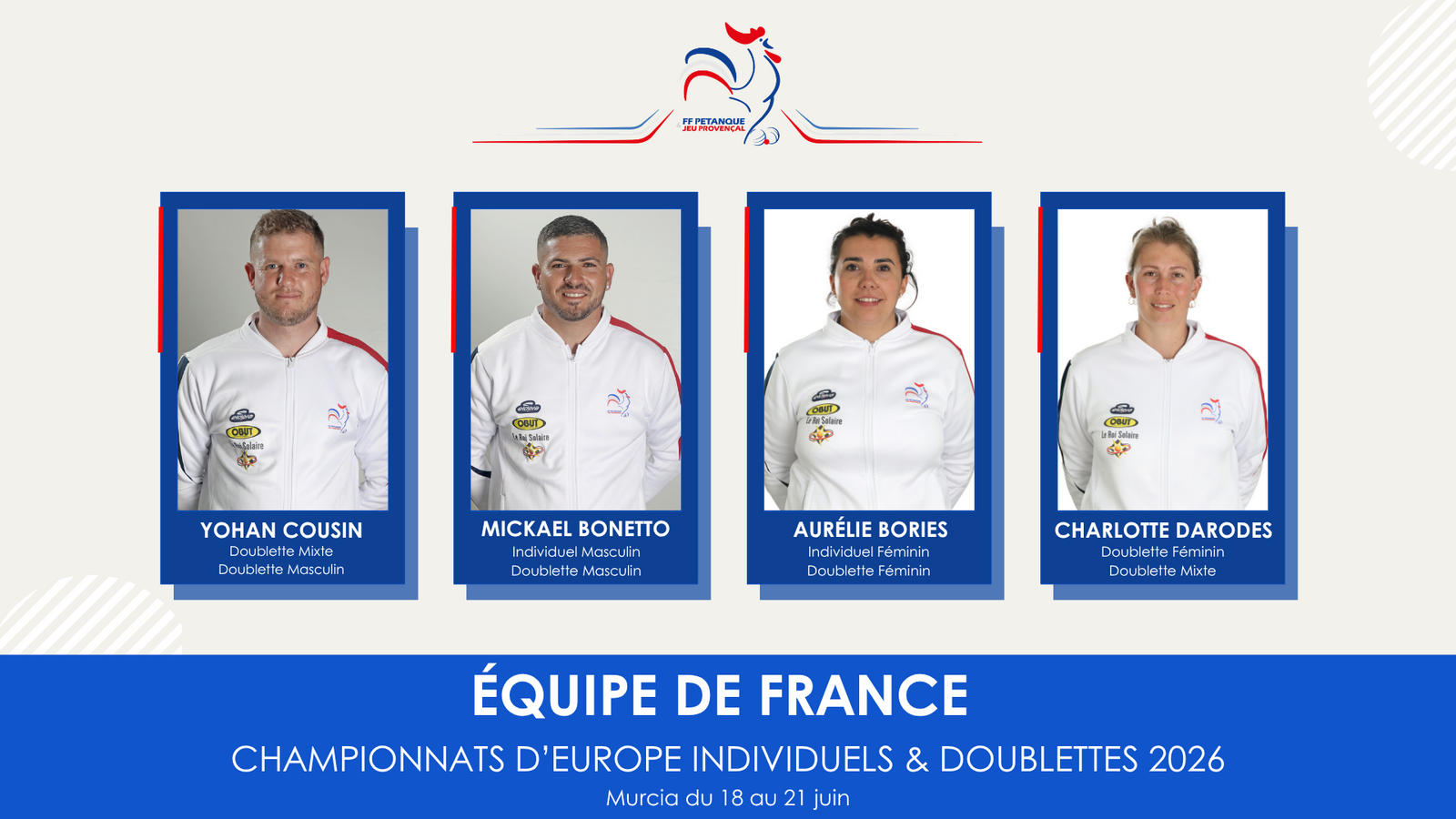 Championnats d'Europe Individuel Masculin  Doublette Mixte &amp; Individuel Féminin  Doublette Masculin &amp; Féminin